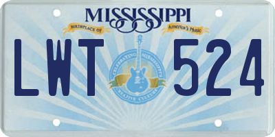 MS license plate LWT524