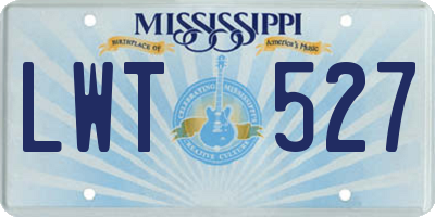 MS license plate LWT527