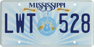 MS license plate LWT528