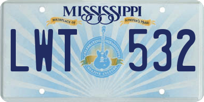 MS license plate LWT532