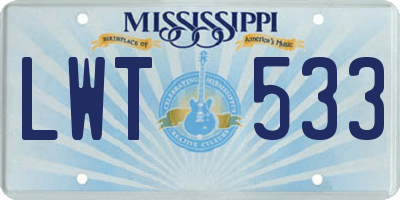 MS license plate LWT533