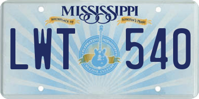 MS license plate LWT540