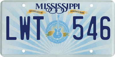 MS license plate LWT546