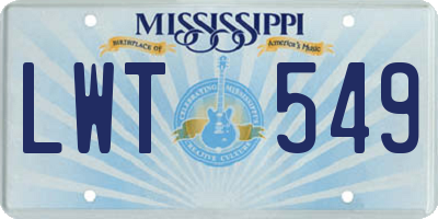 MS license plate LWT549