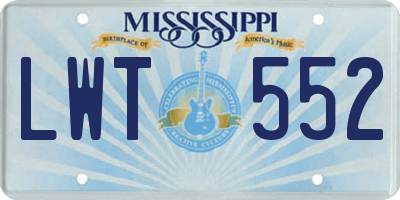 MS license plate LWT552