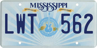 MS license plate LWT562