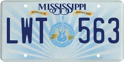 MS license plate LWT563