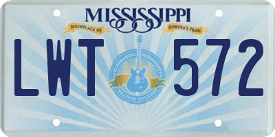 MS license plate LWT572