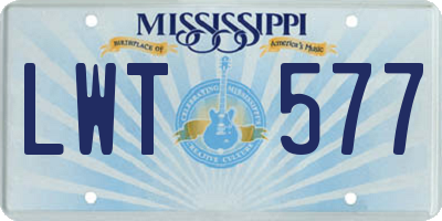MS license plate LWT577