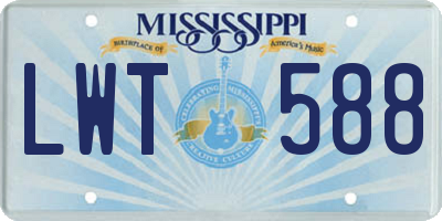 MS license plate LWT588