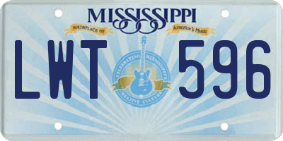 MS license plate LWT596