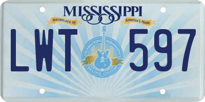 MS license plate LWT597