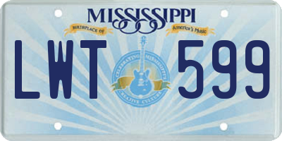 MS license plate LWT599