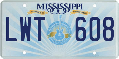 MS license plate LWT608