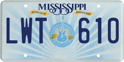 MS license plate LWT610