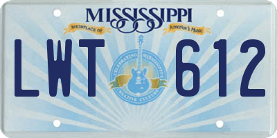 MS license plate LWT612
