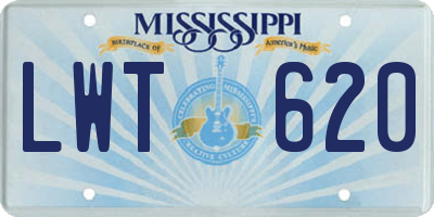 MS license plate LWT620