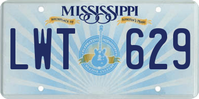 MS license plate LWT629