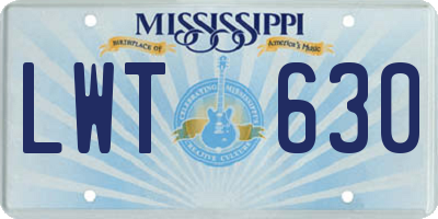 MS license plate LWT630