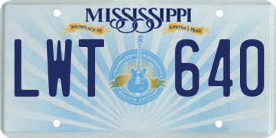 MS license plate LWT640