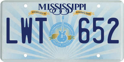 MS license plate LWT652