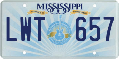MS license plate LWT657