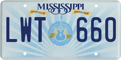 MS license plate LWT660