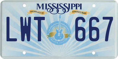 MS license plate LWT667