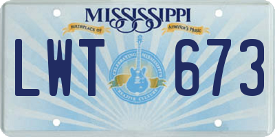MS license plate LWT673