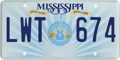 MS license plate LWT674