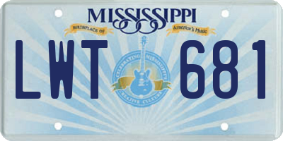 MS license plate LWT681
