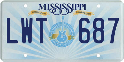 MS license plate LWT687