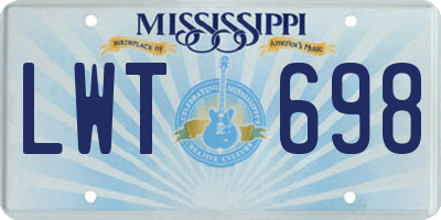MS license plate LWT698