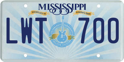 MS license plate LWT700
