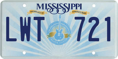 MS license plate LWT721