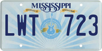 MS license plate LWT723