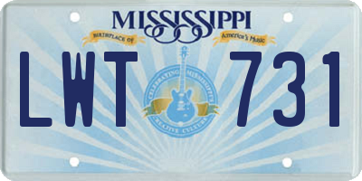 MS license plate LWT731