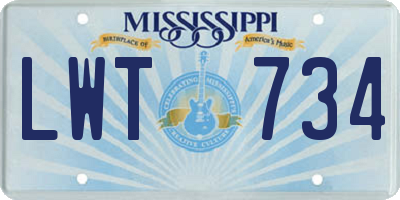 MS license plate LWT734