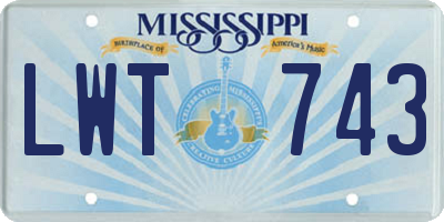 MS license plate LWT743