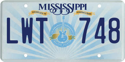 MS license plate LWT748