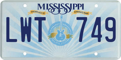 MS license plate LWT749
