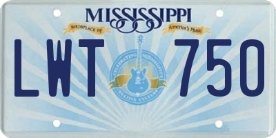 MS license plate LWT750