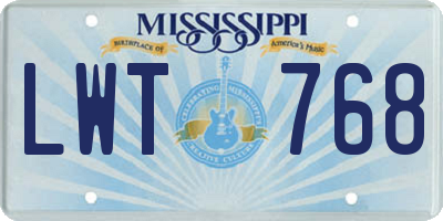 MS license plate LWT768