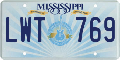 MS license plate LWT769