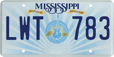 MS license plate LWT783