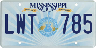 MS license plate LWT785