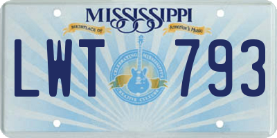 MS license plate LWT793