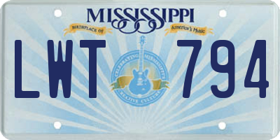 MS license plate LWT794