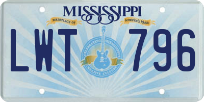 MS license plate LWT796