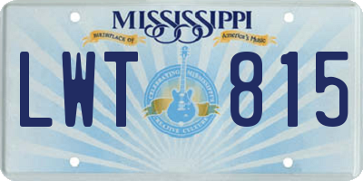 MS license plate LWT815